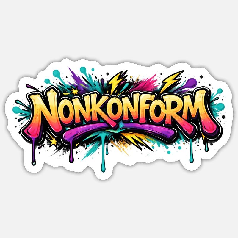 Nonkonform Graffiti  - Sticker Größe S (10 x 10 cm) - Mattweiß
