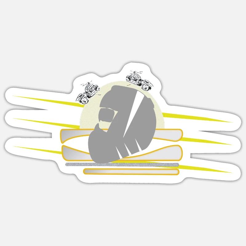  Motorrad Chopper Helm - Sticker Größe S (10 x 10 cm) - Mattweiß