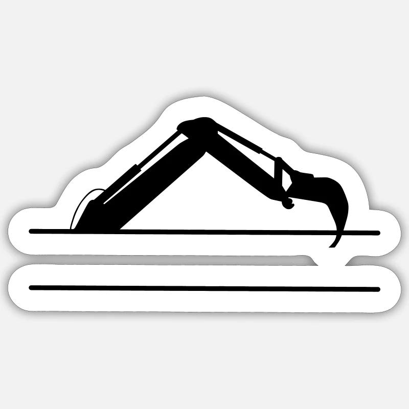 Baggerarm maßgeschneidert – Baukonstruktion - Sticker Größe S (10 x 10 cm) - Mattweiß