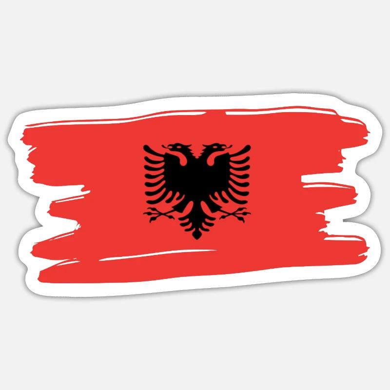 Albanais drapeau albanais, drapeau - Sticker taille S (10 x 10 cm) - blanc mat