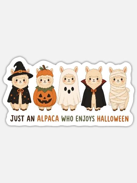 Alpaka-Halloween - Sticker Größe S (10 x 10 cm) - Mattweiß