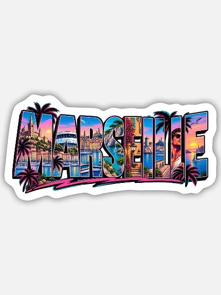 Marseille - Sticker Größe S (10 x 10 cm) - Mattweiß