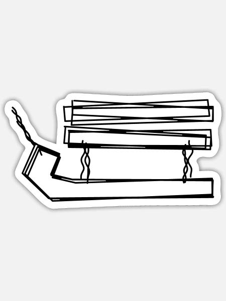 Schlitten handgezeichnet - Sticker Größe S (10 x 10 cm) - Mattweiß
