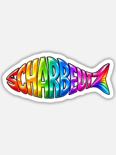 Scharbeutz Fisch Regenbogen - Sticker Größe S (10 x 10 cm) - Mattweiß
