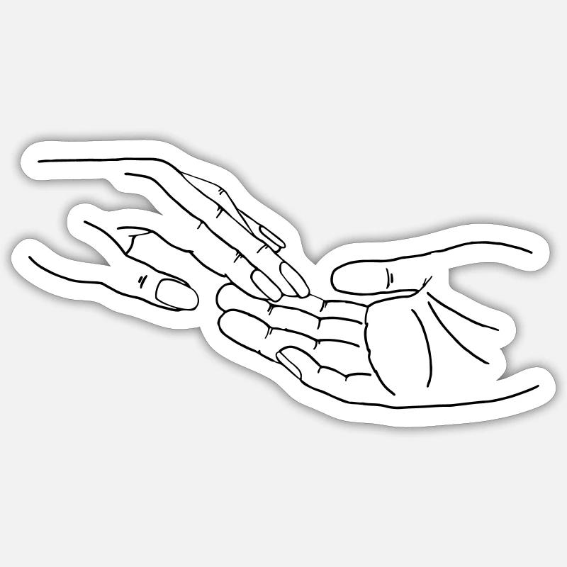 les mains - Sticker taille S (10 x 10 cm) - blanc mat