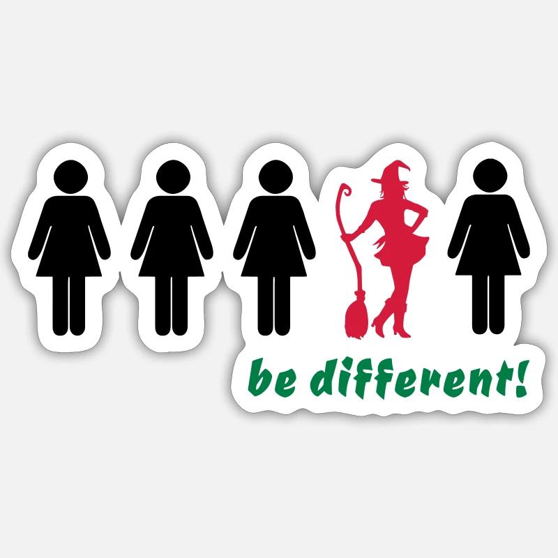 be different! - be different (witch) - Sticker size S (10 x 10 cm) - white matte