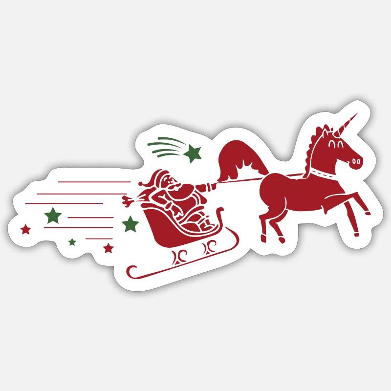 Noel licorne - Sticker taille S (10 x 10 cm) - blanc mat