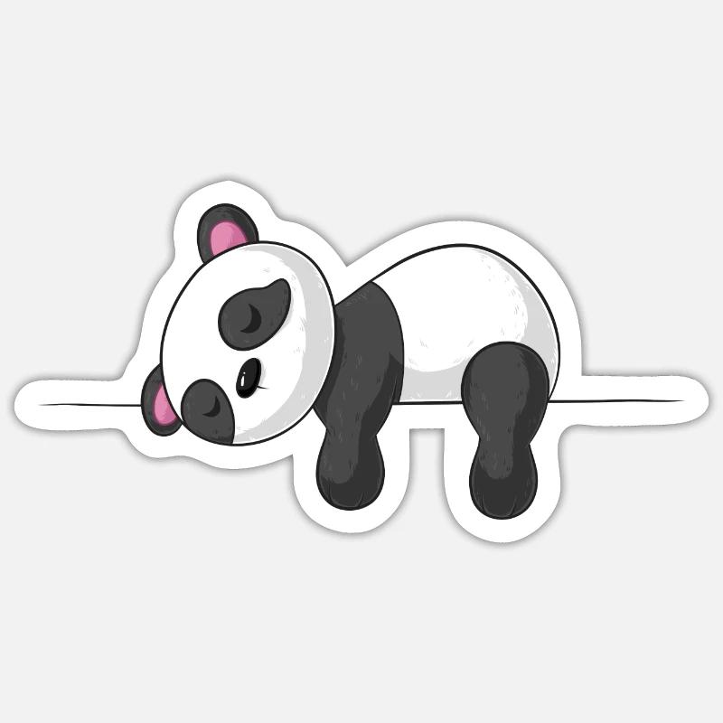Schläfriger Comic Panda - Sticker Größe S (10 x 10 cm) - Mattweiß