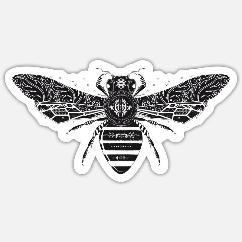 artfully designed bee - Sticker size S (10 x 10 cm) - white matte