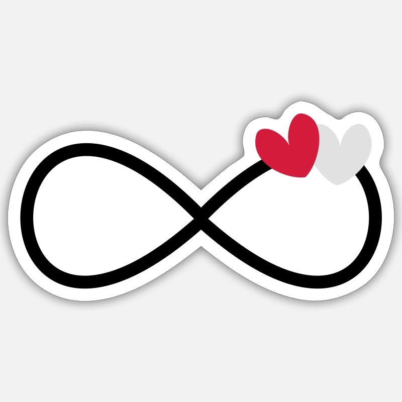 Infinity Infinity Symbol 2 cœurs - Sticker taille S (10 x 10 cm) - blanc mat