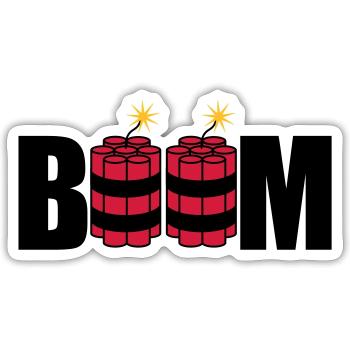 boom lit tnt dynamite explode explosion - Sticker size S (10 x 10 cm) - white matte - Front