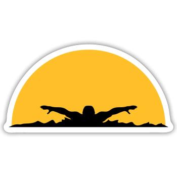 vagues soir soleil nuit palmiers plage île mer - Sticker taille S (10 x 10 cm) - blanc mat - Devant