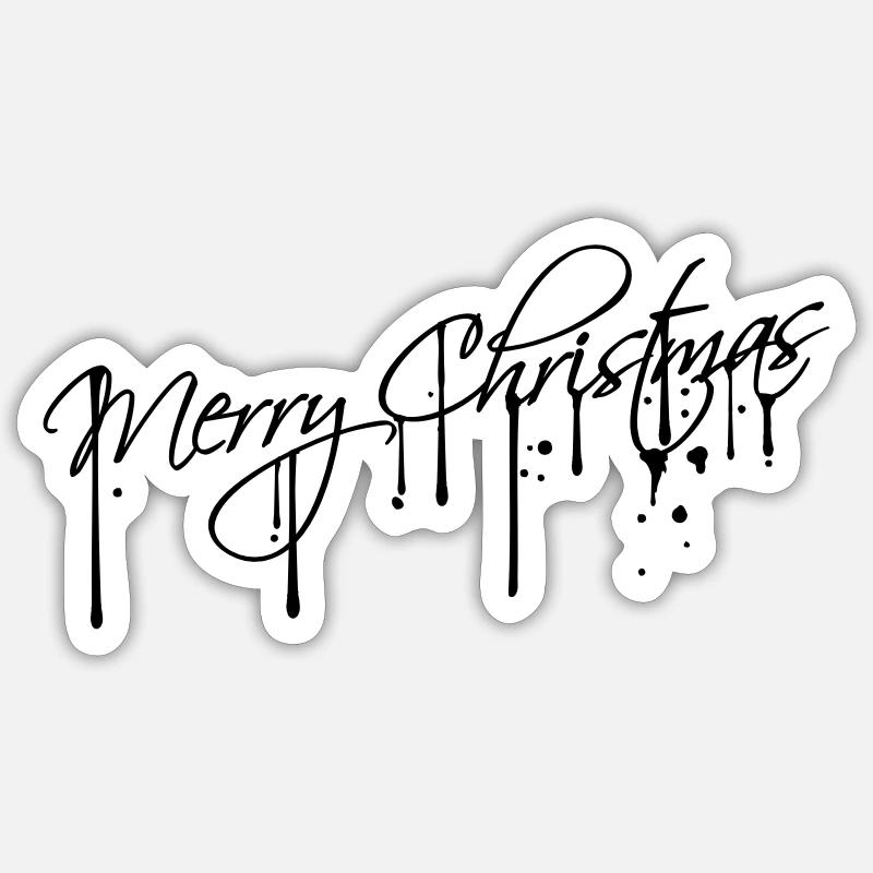 graffiti drops spray stamp merry christmas white Sticker size S (10 x 10 cm)