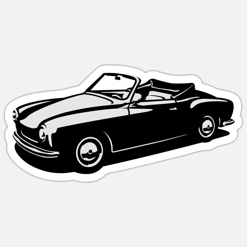 OldtimerCabrio 14 (2c) - Sticker size S (10 x 10 cm) - white matte