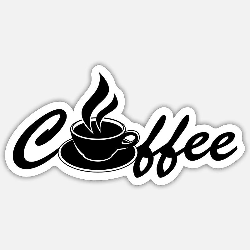 Coffee - Sticker taille S (10 x 10 cm) - blanc mat