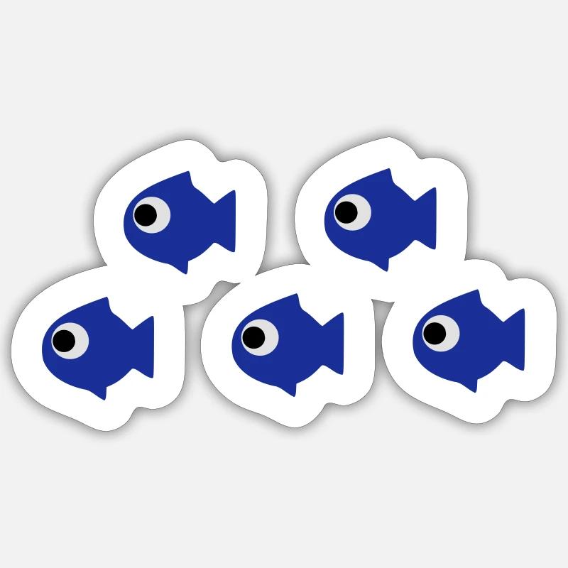 Fischschwarm - Sticker Größe S (10 x 10 cm) - Mattweiß