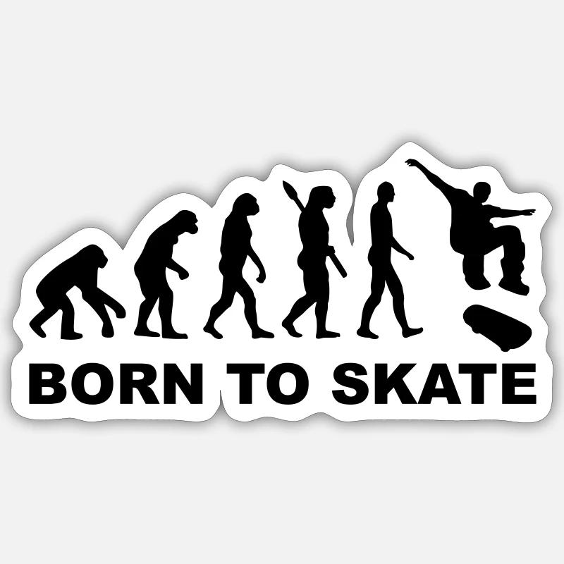 Évolution Skateboard - Sticker taille S (10 x 10 cm) - blanc mat