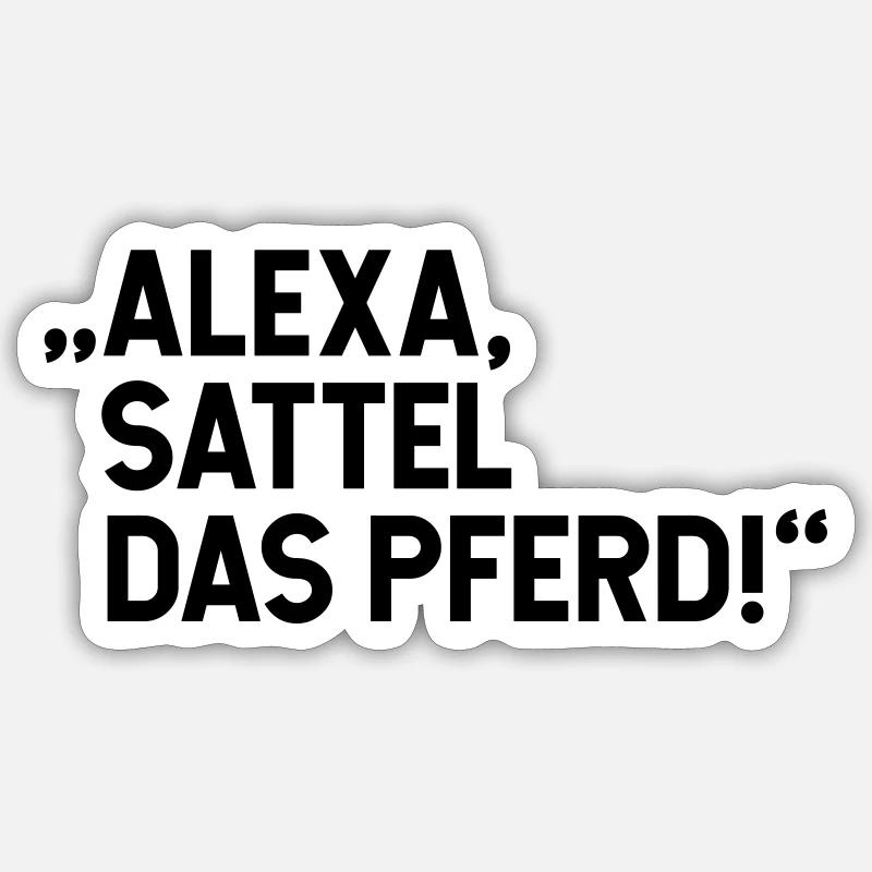 Alexa sattel das Perd - Farbwechsel - Sticker Größe S (10 x 10 cm) - Mattweiß