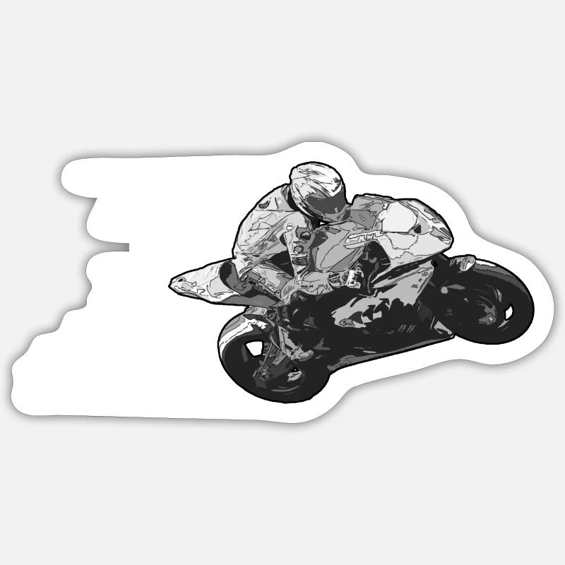 Rennen geschenkidee motorrad - Sticker Größe S (10 x 10 cm) - Mattweiß