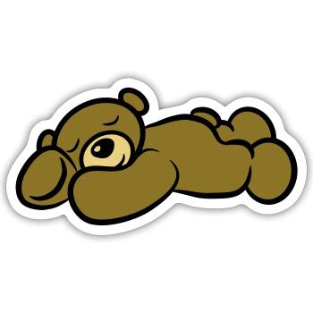 Ours en peluche dormir fatigué sweet - Sticker taille S (10 x 10 cm) - blanc mat - Devant