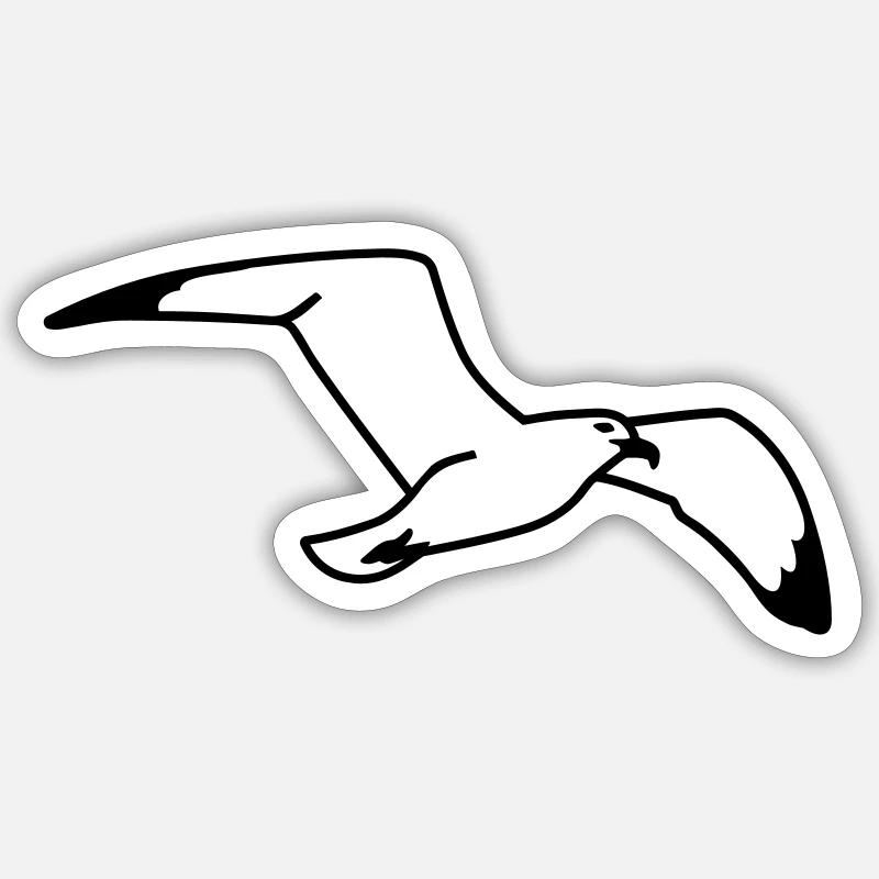 Goéland mouette - Sticker taille S (10 x 10 cm) - blanc mat