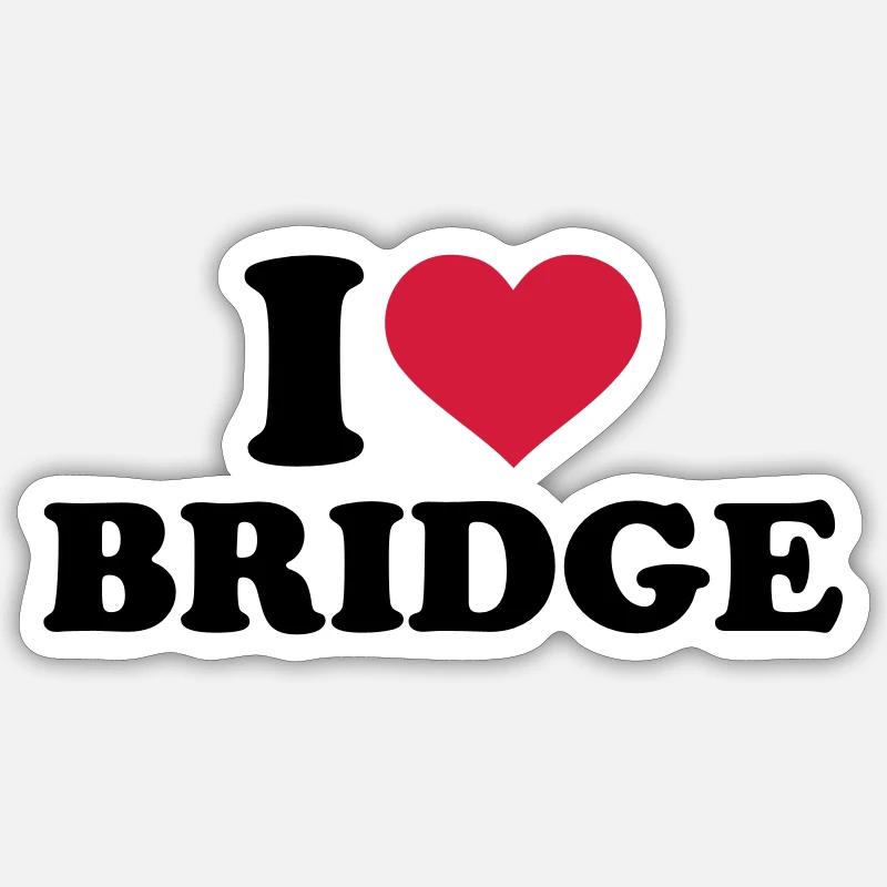 I love Bridge - Sticker taille S (10 x 10 cm) - blanc mat