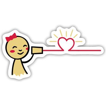 love tin can telephone couple shirt - girl - Sticker Größe S (10 x 10 cm) - Mattweiß - Vorne