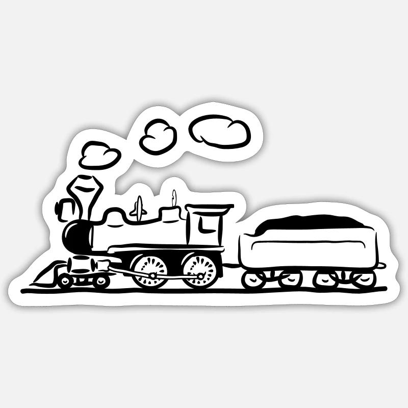 dampflok lok eisenbahn western comic - Sticker Größe S (10 x 10 cm) - Mattweiß