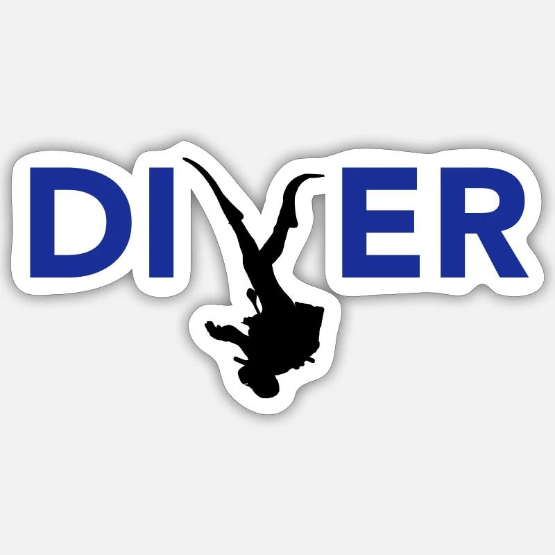 DIVER eau bleue - Sticker taille S (10 x 10 cm) - blanc mat