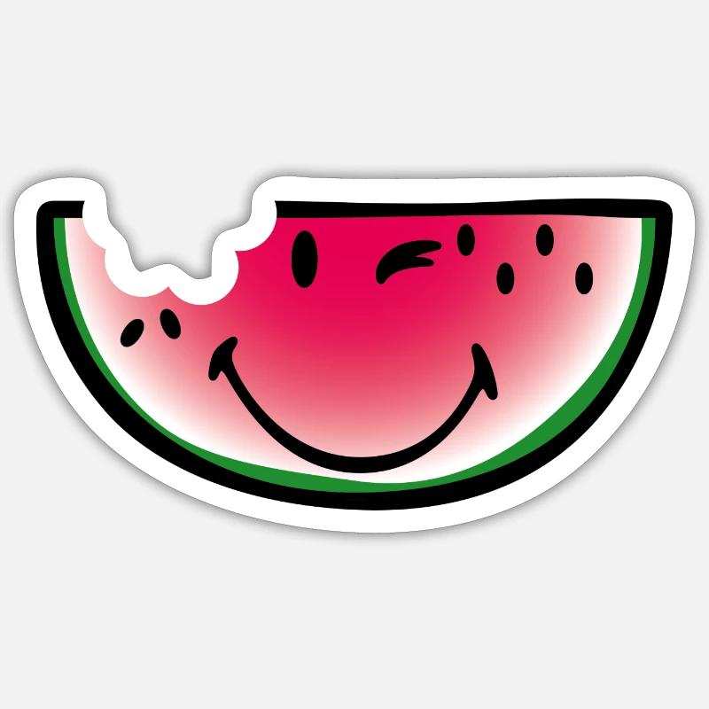 Smiley Watermelon - Sticker taille S (10 x 10 cm) - blanc mat