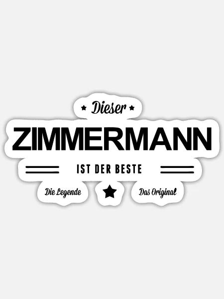 Bester Zimmermann - Sticker Größe S (10 x 10 cm) - Mattweiß