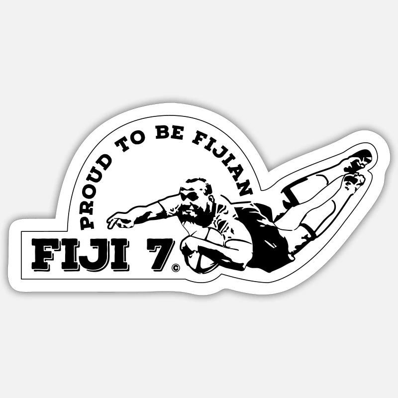 Fidji 7 joueurs de rugby - Sticker taille S (10 x 10 cm) - blanc mat