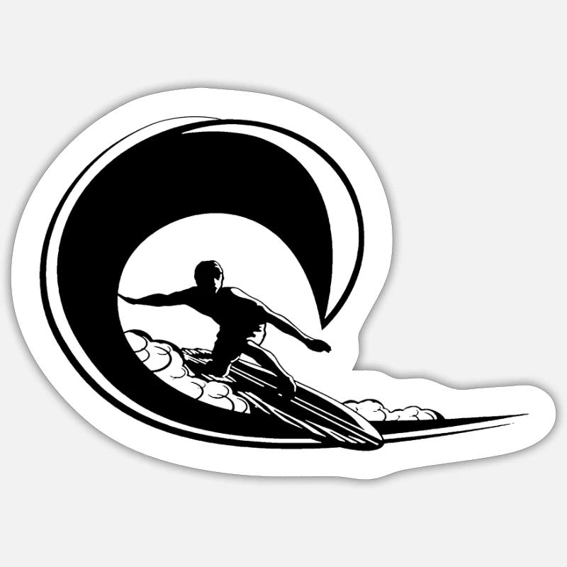 Surf surf surf surf surfers - Sticker taille S (10 x 10 cm) - blanc mat