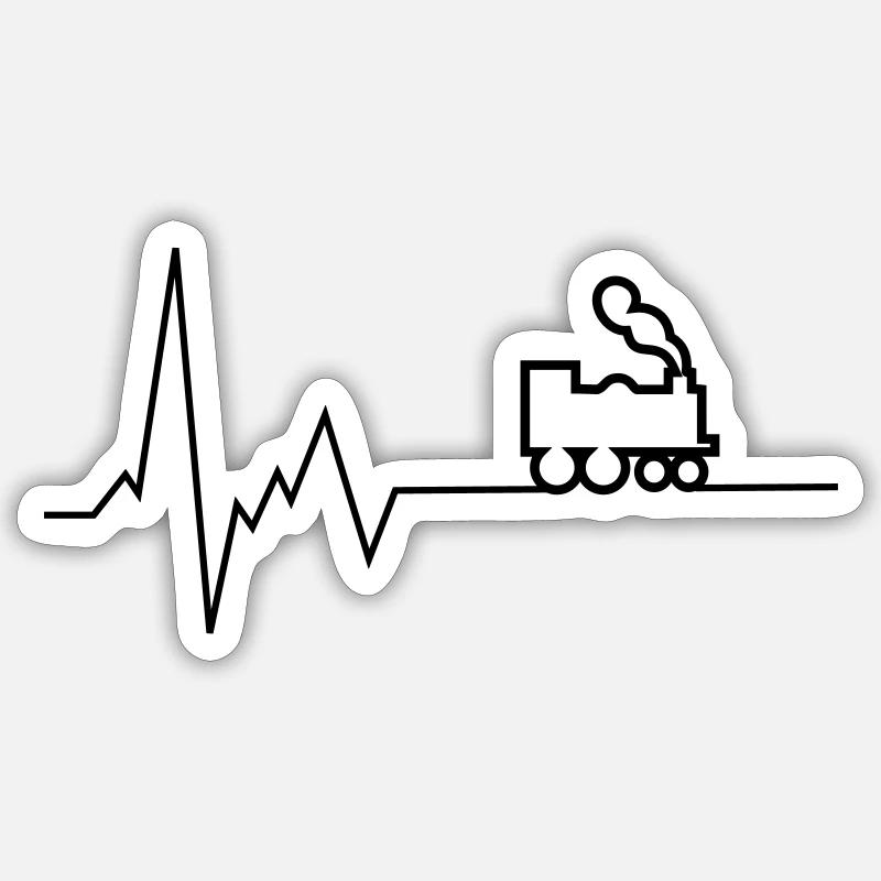 herzschlag eisenbahn - Sticker Größe S (10 x 10 cm) - Mattweiß