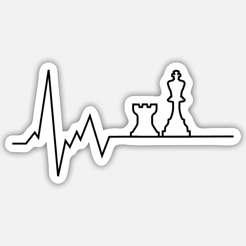 heartbeat chess - Sticker size S (10 x 10 cm) - white matte