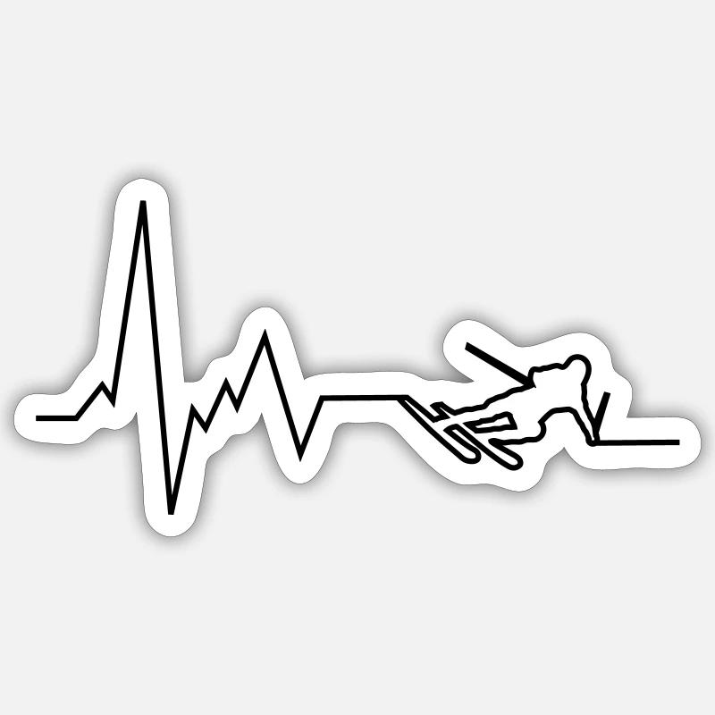 Ski de battement de cœur - Sticker taille S (10 x 10 cm) - blanc mat