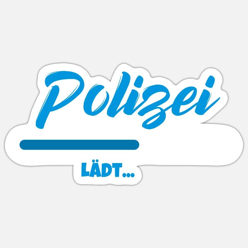 Polizei lädt Bitte warten Geschenk - Sticker Größe S (10 x 10 cm) - Mattweiß