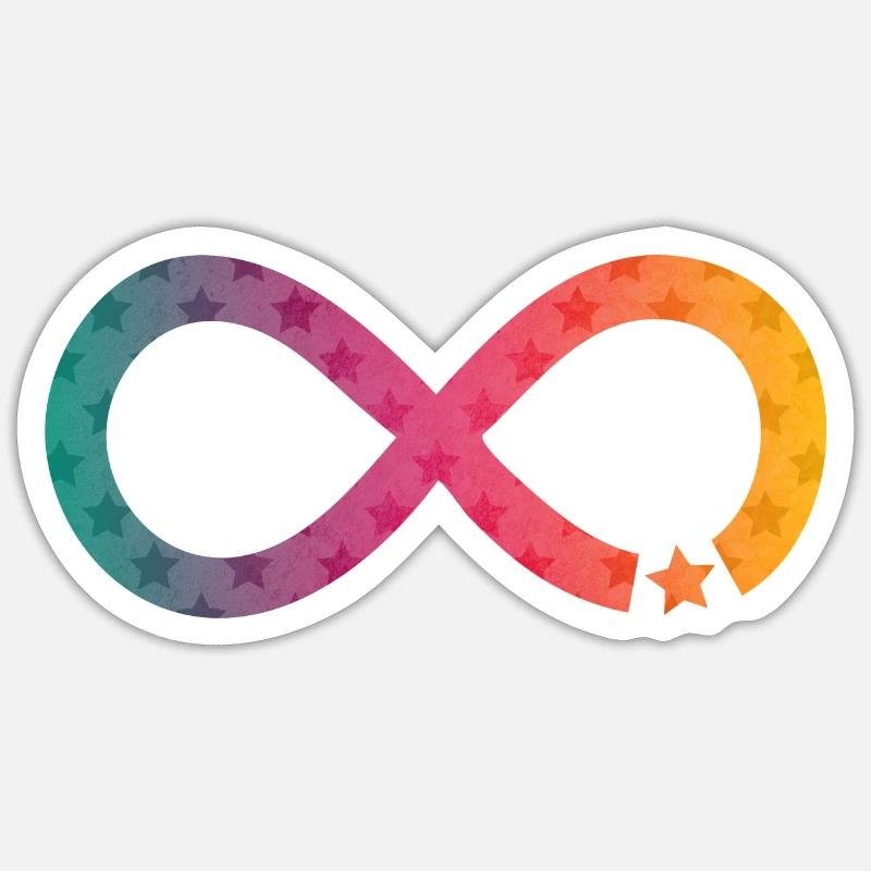 Unendlichkeit Stern Regenbogen - Sticker Größe S (10 x 10 cm) - Mattweiß