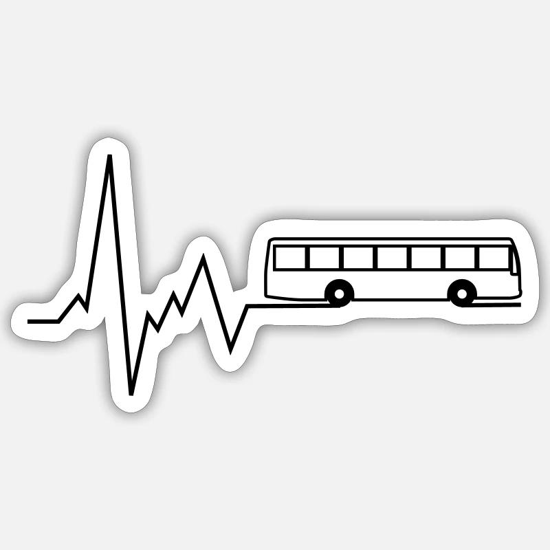 herzschlag bus - Sticker Größe S (10 x 10 cm) - Mattweiß