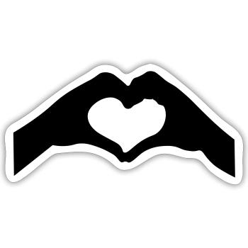 Herz mit zwei Händen - Sticker Größe S (10 x 10 cm) - Mattweiß - Vorne