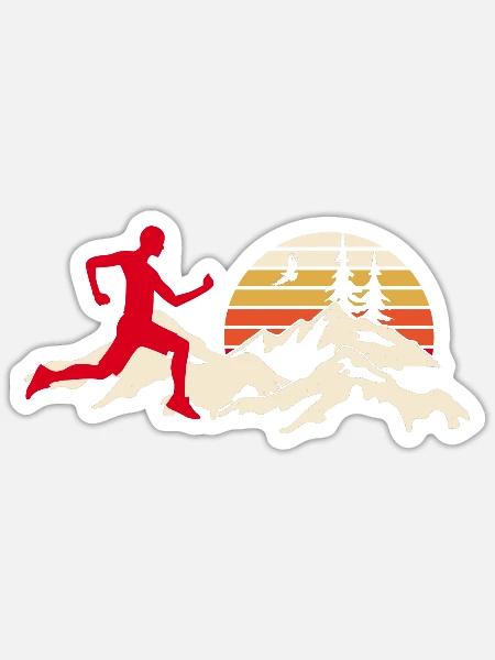 Trail Runner Running Joggen Jogger Gelände Berge - Sticker Größe S (10 x 10 cm) - Mattweiß