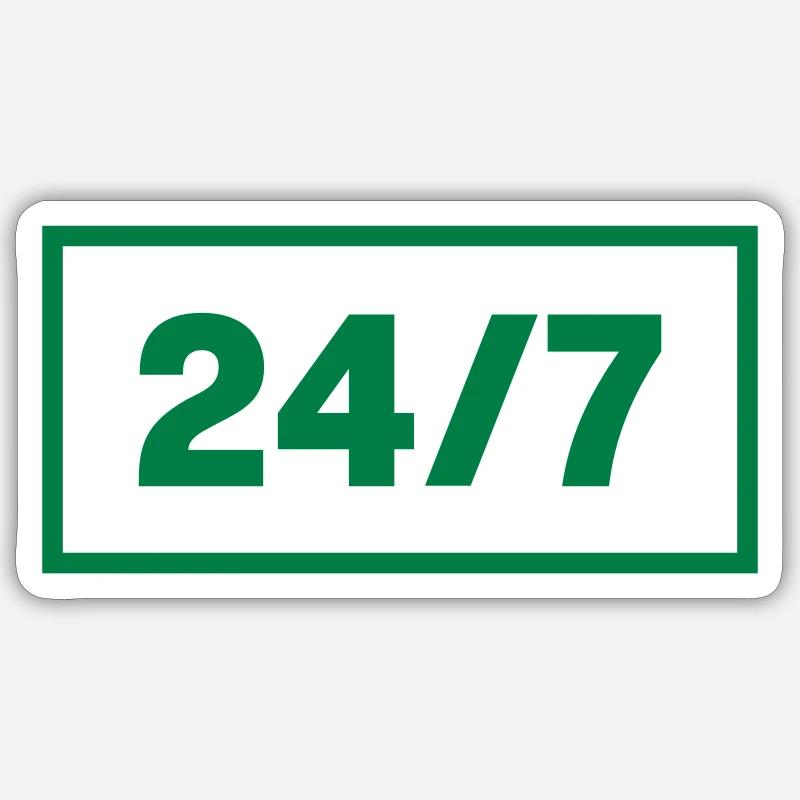 24/7 - Sticker size S (10 x 10 cm) - white matte