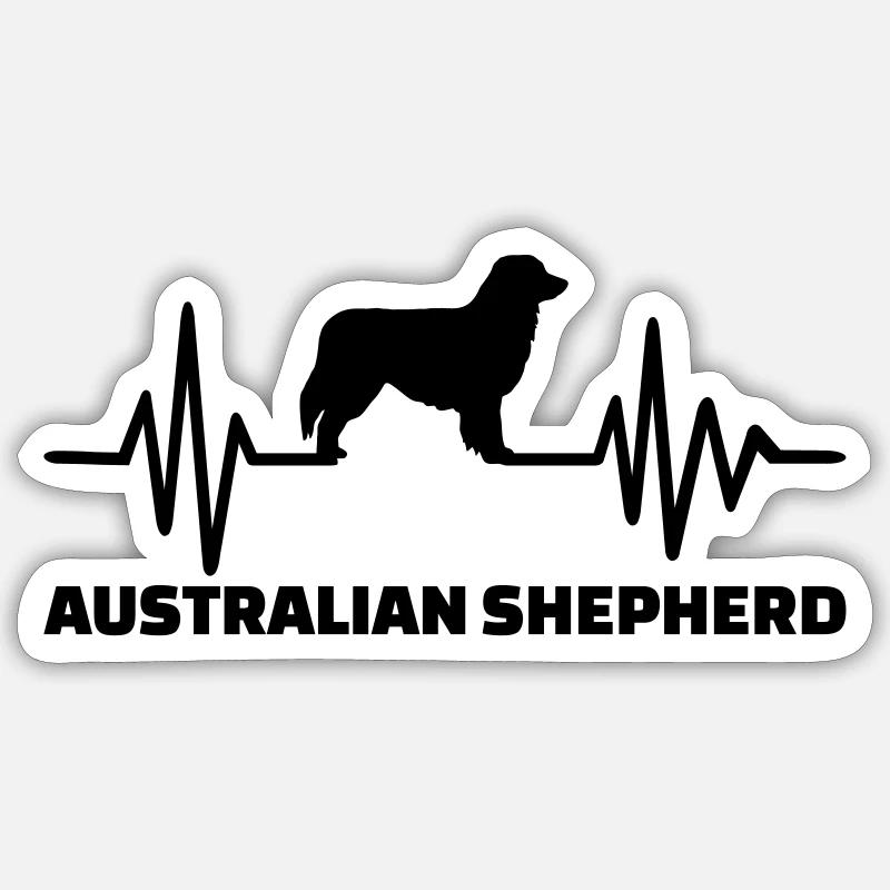 Australian shepherd - Sticker taille S (10 x 10 cm) - blanc mat