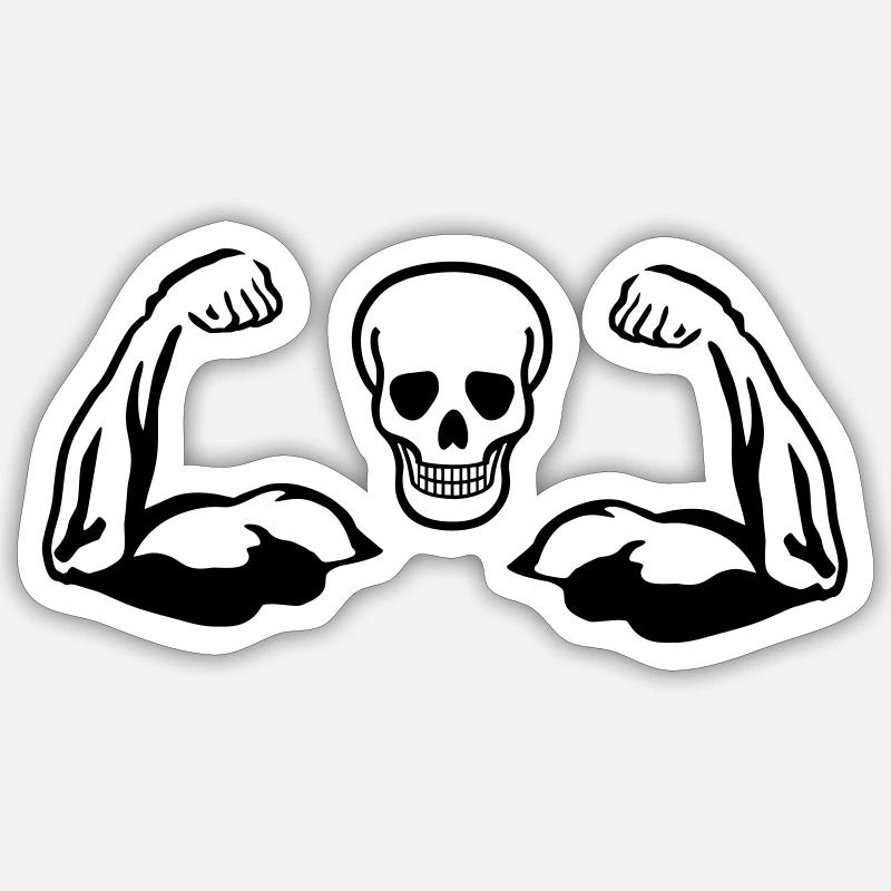 Skull and Muscles, Biceps Sticker taille S (10 x 10 cm)