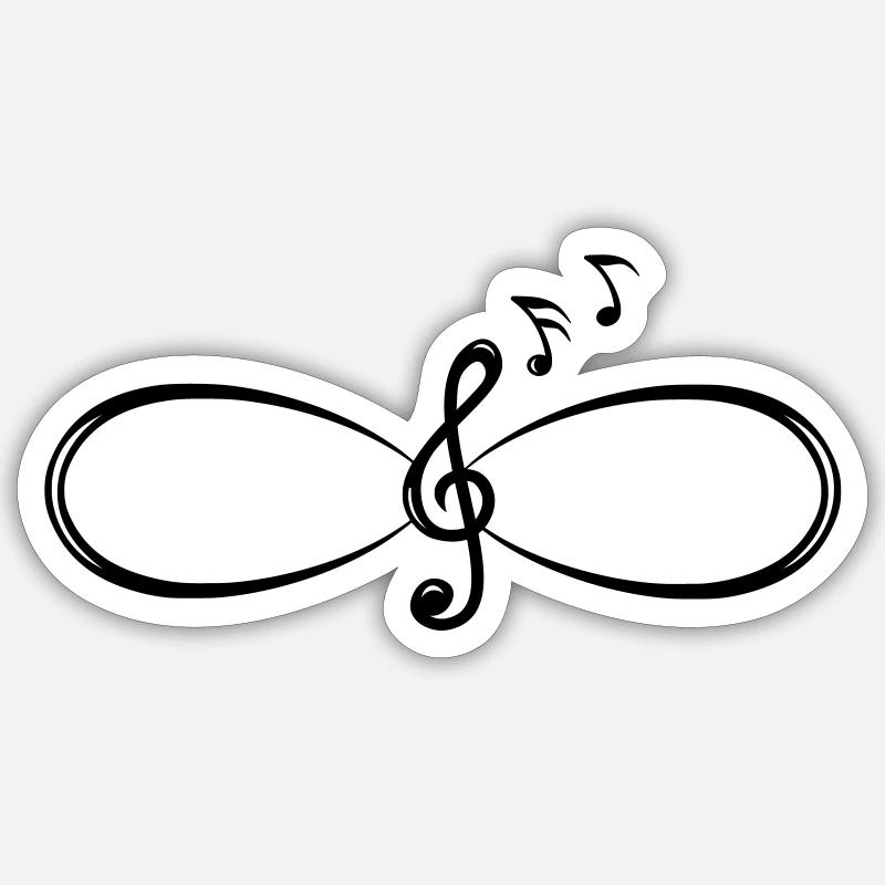 Clef Treble Clef Infinity Symbol - Sticker taille S (10 x 10 cm) - blanc mat