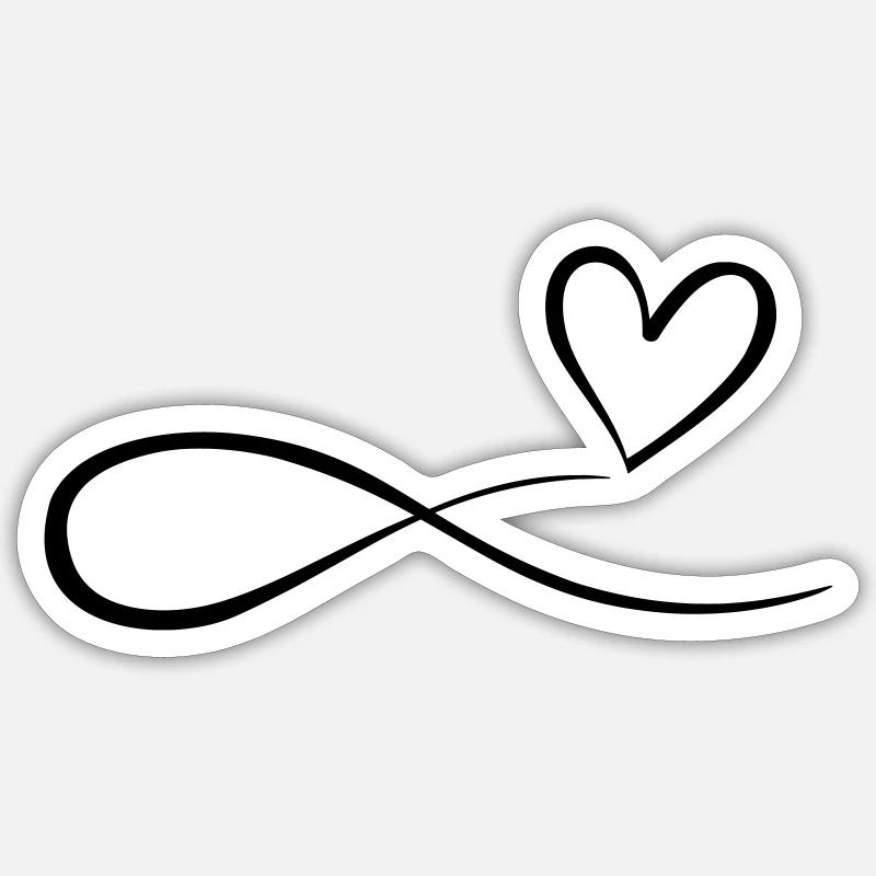 Herz Schnörkel Infinity Symbol Unendlichkeitsymbol - Sticker Größe S (10 x 10 cm) - Mattweiß