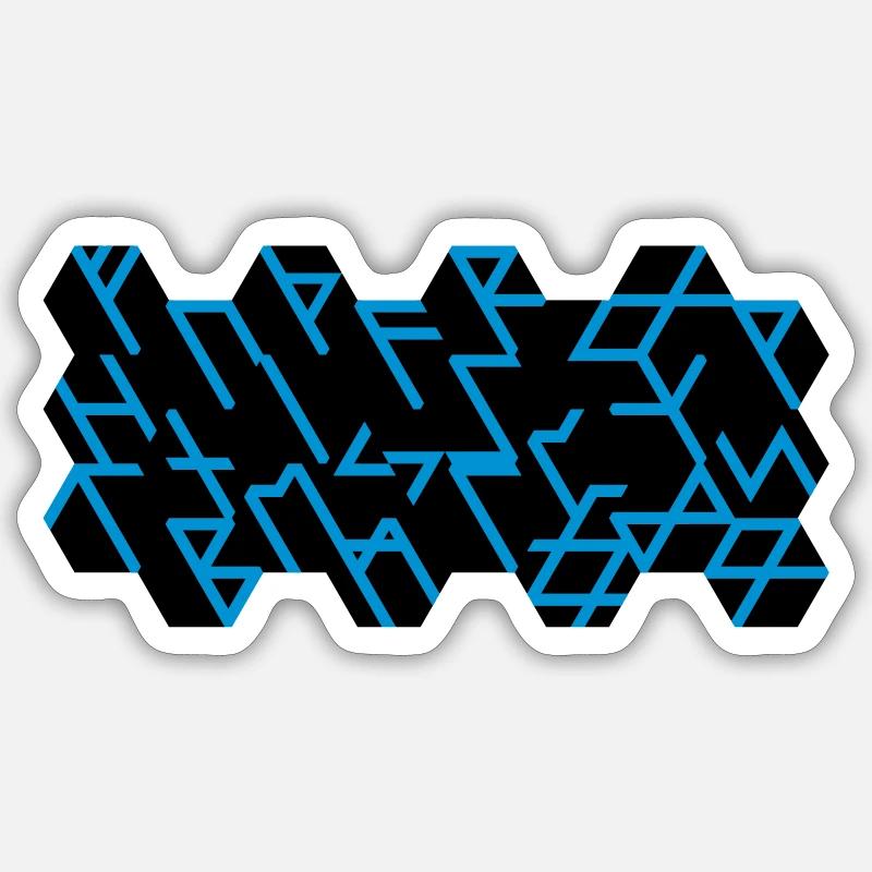 Quantum Runes Futhark 0 ©, linear, Zellen,2-farbig Sticker Größe S (10 x 10 cm)