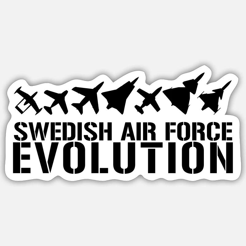 Entwicklung der schwedischen Luftwaffe - Sticker Größe S (10 x 10 cm) - Mattweiß