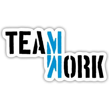 Blau Teamwork Schatten gespiegelt Logo Design Crew - Sticker Größe S (10 x 10 cm) - Mattweiß - Vorne