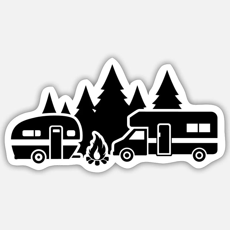 Wohnmobil - Sticker Größe S (10 x 10 cm) - Mattweiß